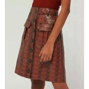 Like New UO Patent Faux Leather Snake Mini Skirt Brown Medium